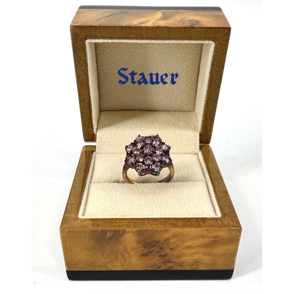 Stauer, Sterling Gold Vermeil Everlasting Rhodolite Ring Size 6 Box